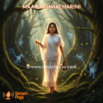 Maa Brahmacharini second form of Navadurga walking barefoot