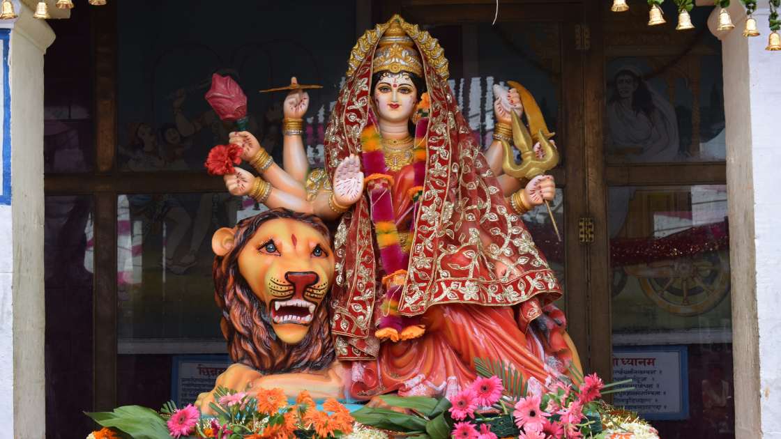 Goddess durga on lion