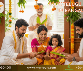 Traditional Telugu Purohit performing Vedic rituals in Bangalore.