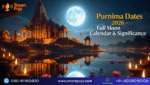 Full moon night over a Hindu temple and river with diyas and lotus flowers – symbolizing Purnima Dates 2026 and Full Moon Significance in Hindu calendar – SmartPuja