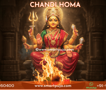 Artistic representation of Goddess Chandi or Durga behind the sacred Homa fire.