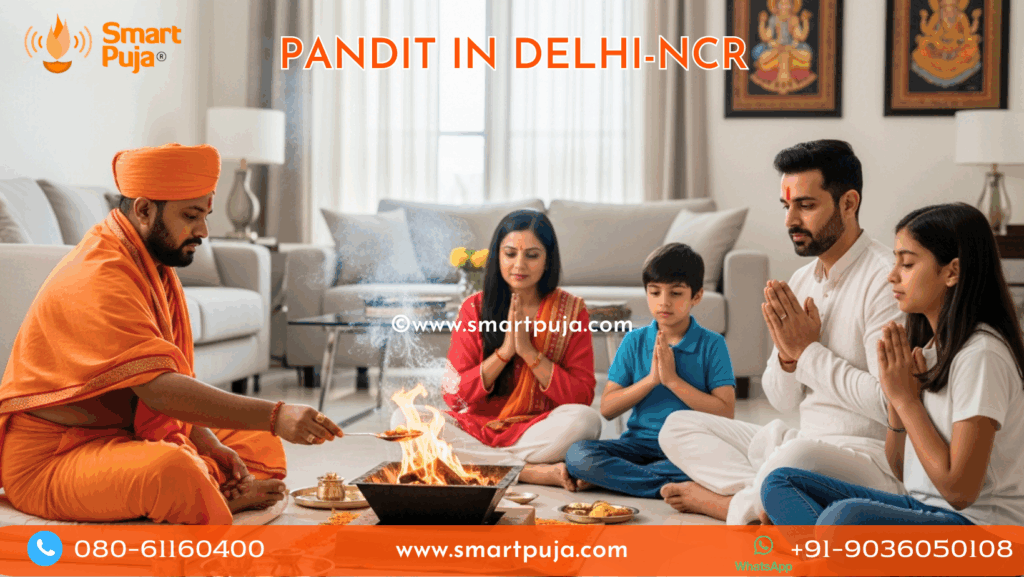 Verified Pandit performing Vedic Puja in a Delhi home