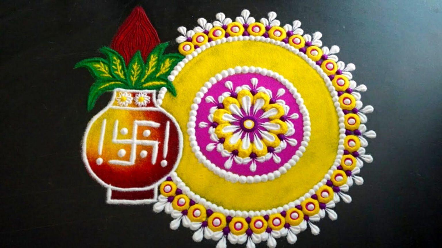 Satyanarayan Puja Rangoli Design Ideas For Aesthetic Puja In 2023 satyanarayan-puja-rangoli-design-ideas-for-aesthetic-puja-in-2023