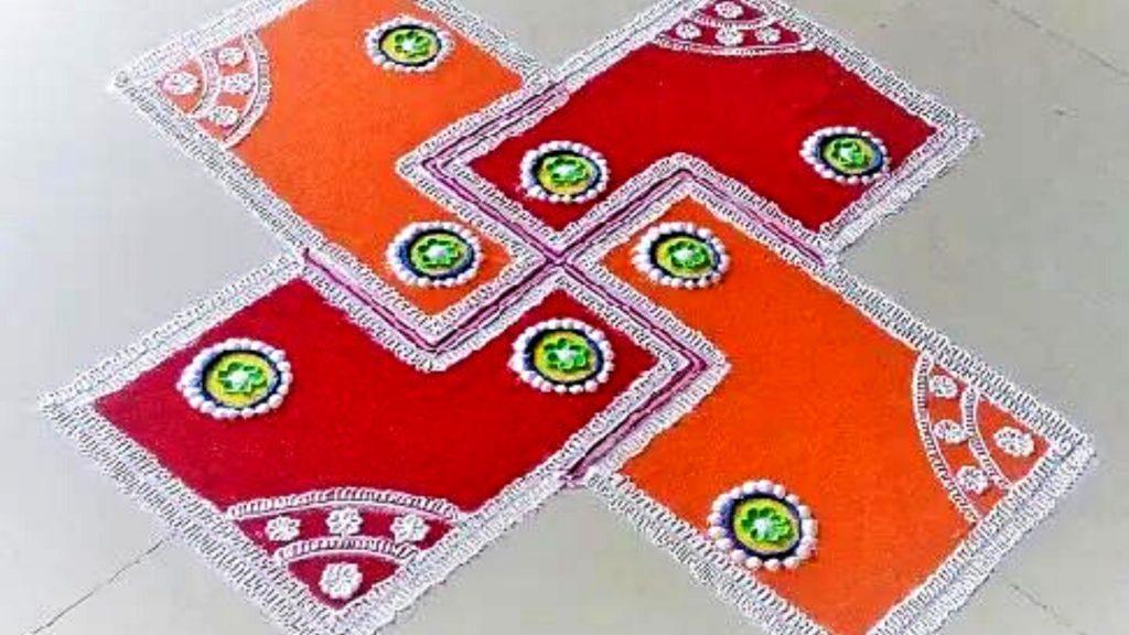Rangoli with Religious Symbols