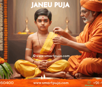 Vedic Pandit performing Yagnopaveet Sanskar (Janeu ceremony) for a young boy.