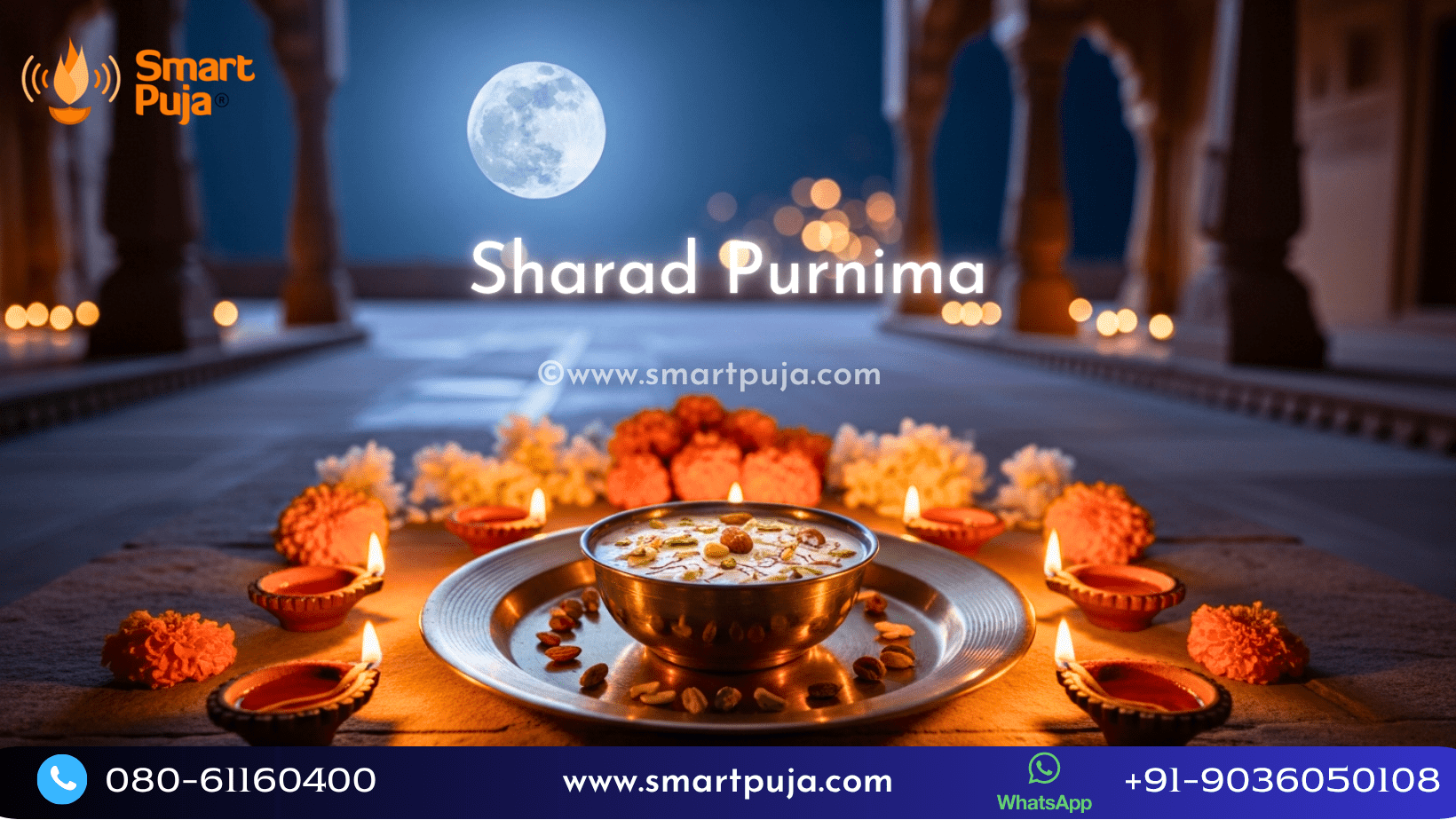 Full moon over a tranquil autumn night with bowls of kheer laid out under moonlight — Sharad Purnima (Ashwin Purnima) 26 Oct 2026