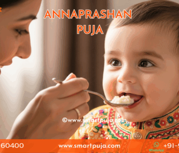 Baby eating first rice (kheer) during Annaprashan Sanskar ceremony.