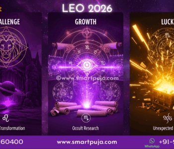 Leo Horoscope 2026 Vedic Dashboard showing Dhaiya Challenge, Occult Growth, and Spiritual Luck zones.