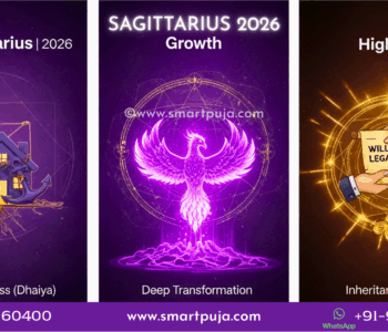 Sagittarius Horoscope 2026 Vedic Dashboard showing Domestic Challenge, Inner Transformation, and Inheritance Luck zones.