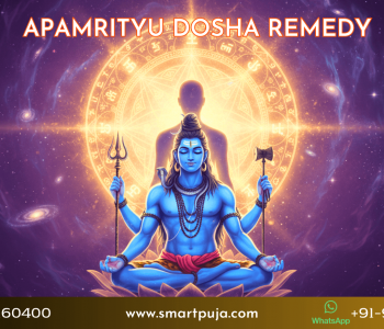 An artistic illustration of Lord Shiva in a protective mudra shielding a devotee from the shadow of time (Yama).