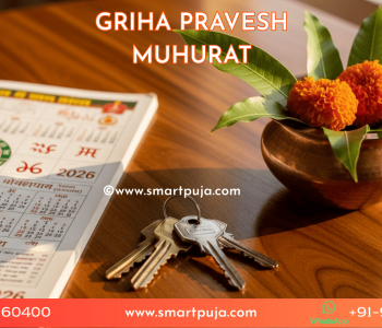 2026 Calendar with House Keys and Kalash for Griha Pravesh.