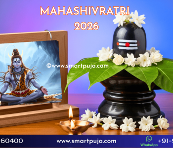 2026 Calendar showing Mahashivratri Date with Shiva Lingam and Bel Patra.