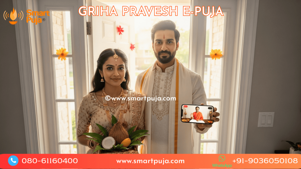 ndian family in USA performing Griha Pravesh Puja via Video Call with SmartPuja