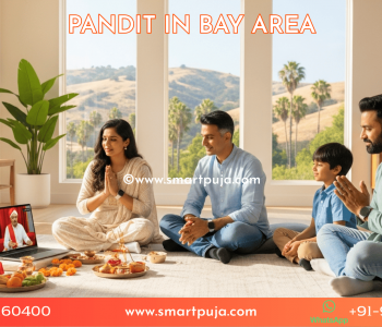 Family in California Bay Area home doing online puja
