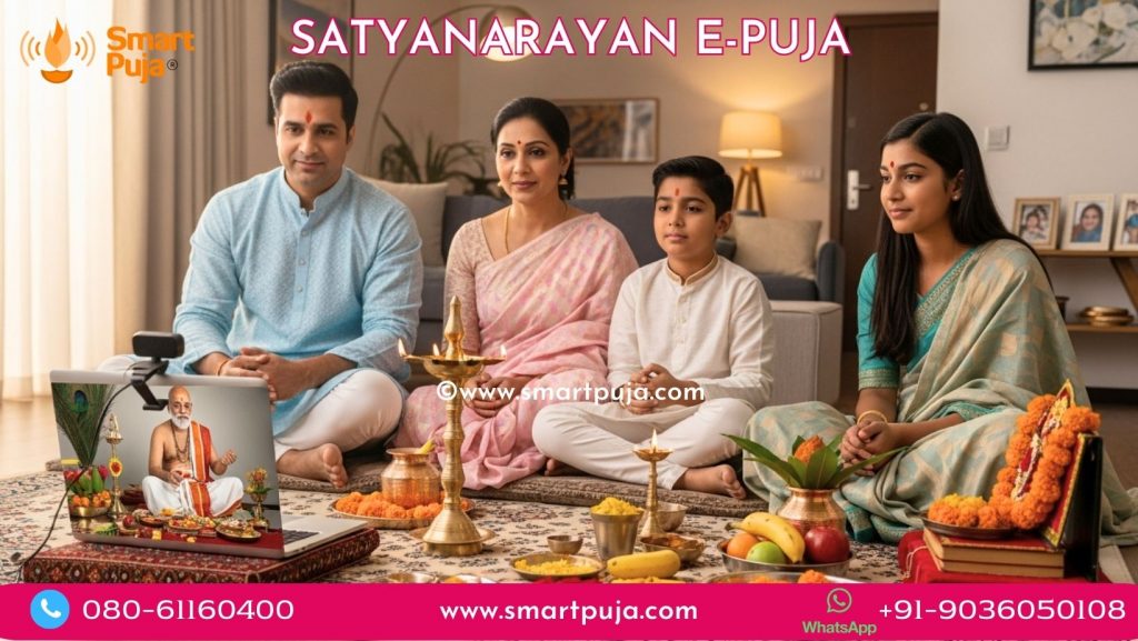 Indian family in USA performing Satyanarayan Puja via Video Call