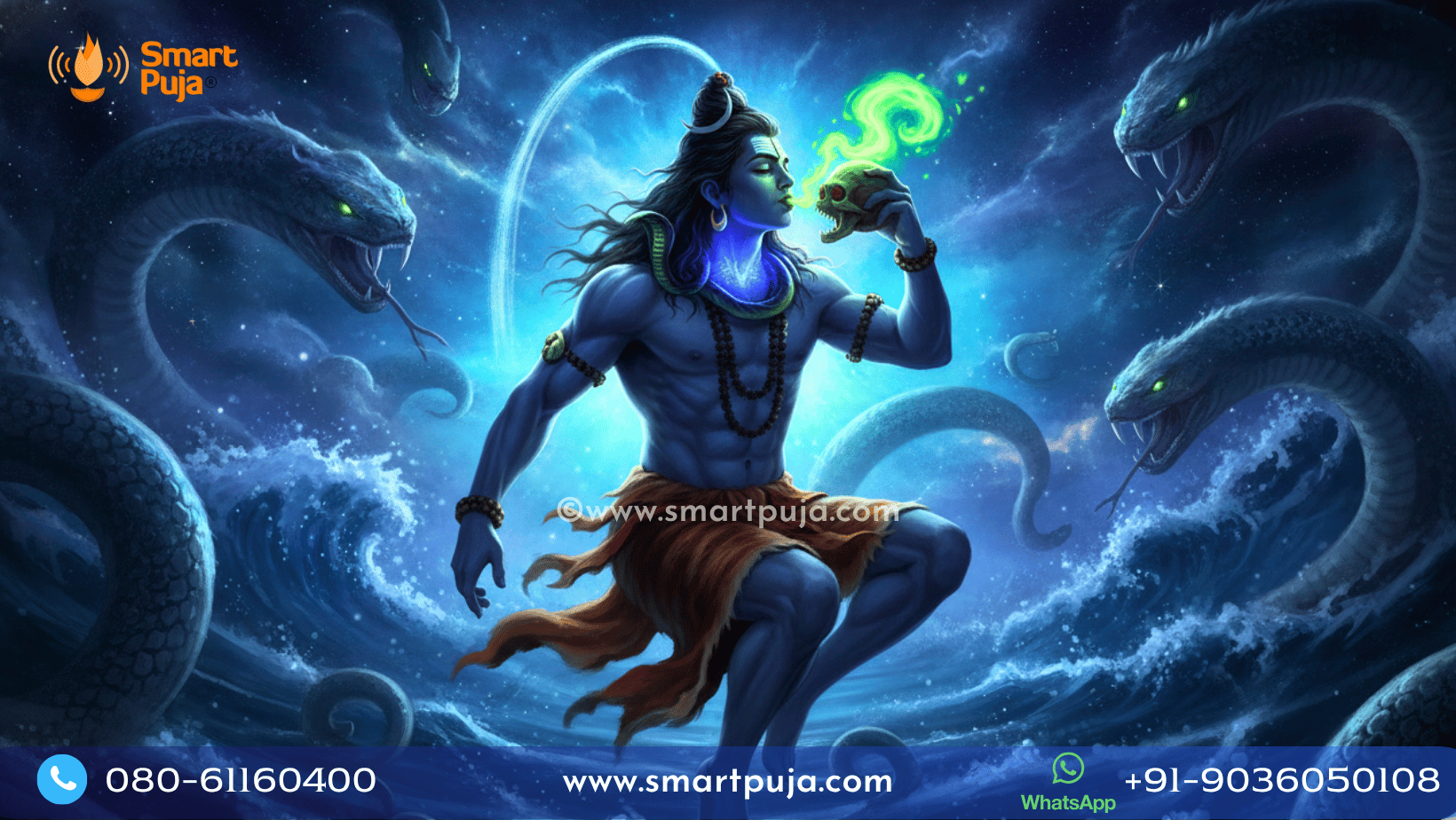 समुद्र मंथन फैंटेसी आर्ट: सावन में भगवान शिव द्वारा हलाहल विष पान और नीलकंठ रूप